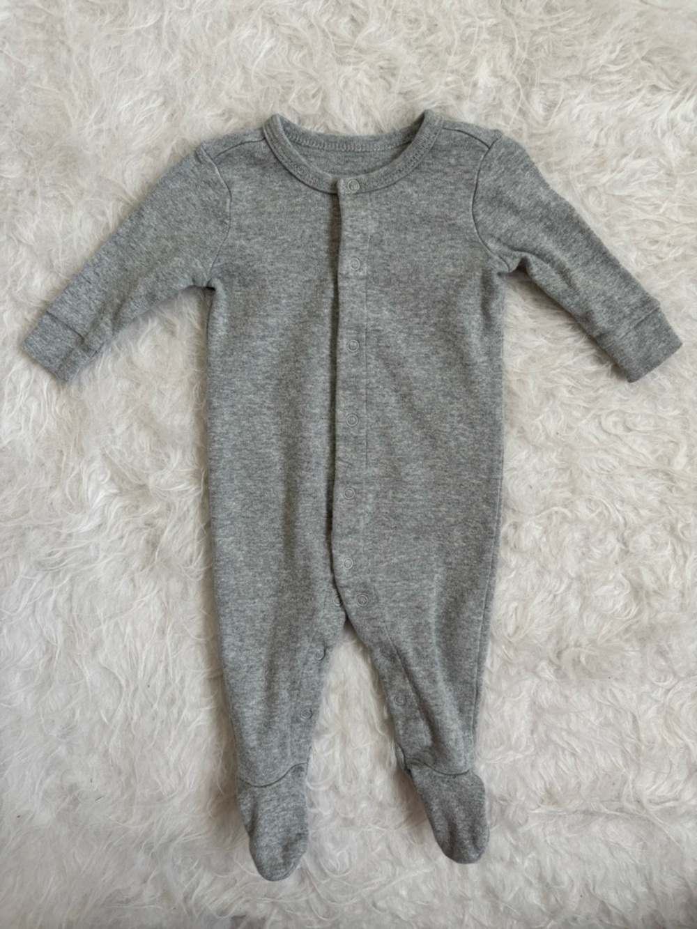 Primary Baby Gender Neutral Gray Heather Footed Snap Pajamas